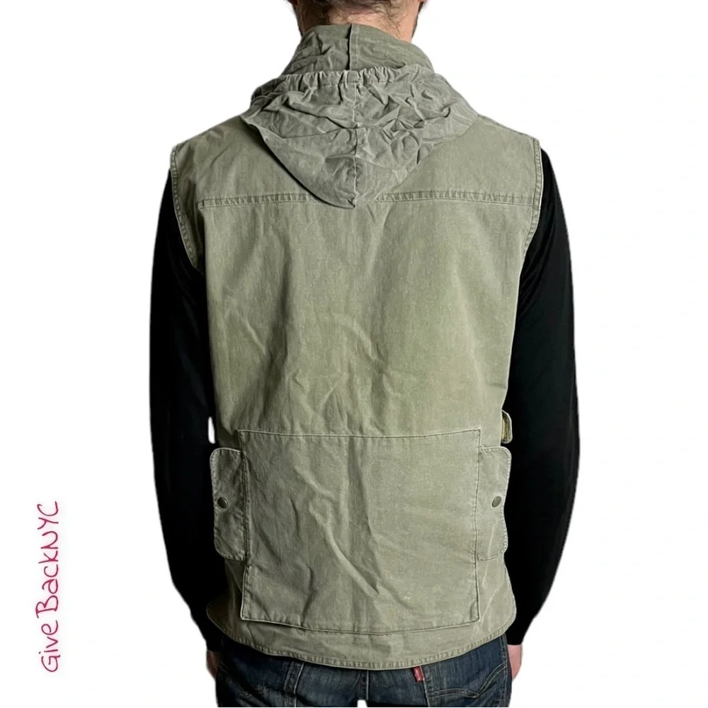 Banana Republic Wilderness Vest Hidden Hood Olive Green Size M